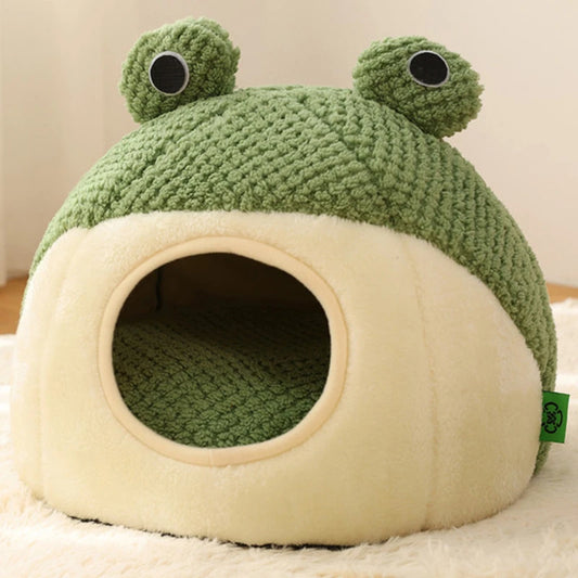 Niche Grenouille Chat Cocon Velours | Cozy Pets Frog
