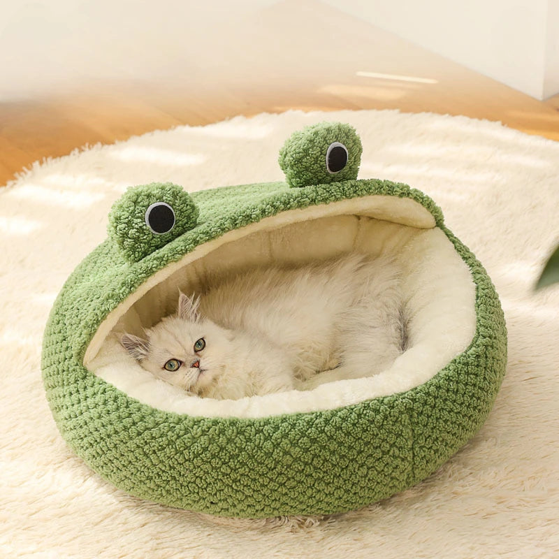 Niche Grenouille Chat Cocon Velours | Cozy Pets Frog
